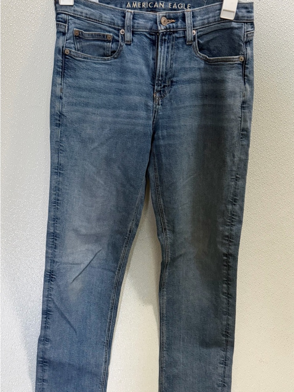 American Eagle Light Blue Stretch Jeans with Contrast Stitching